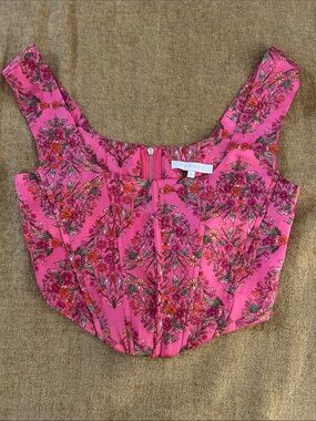 Pink Floral Crop Bustier Top